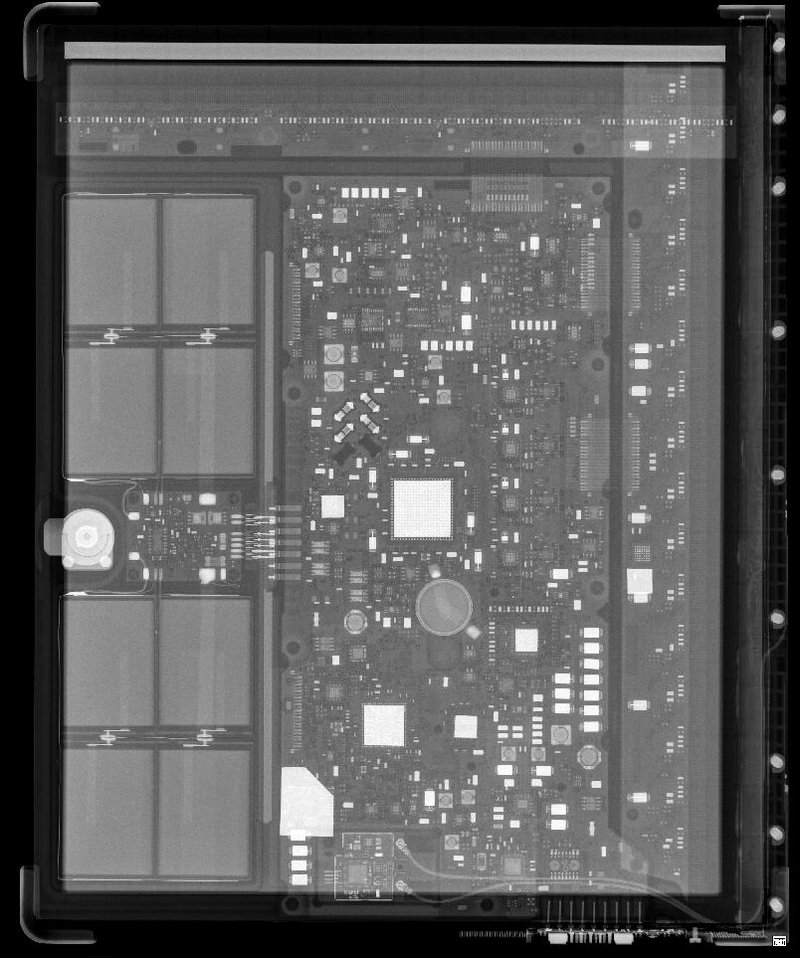 X-ray image of a flat panel detector — the core technology behind digital radiography (DR) systems