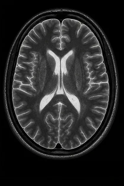 Generated axial STIR-style brain MRI scan with fat suppression and bright fluid