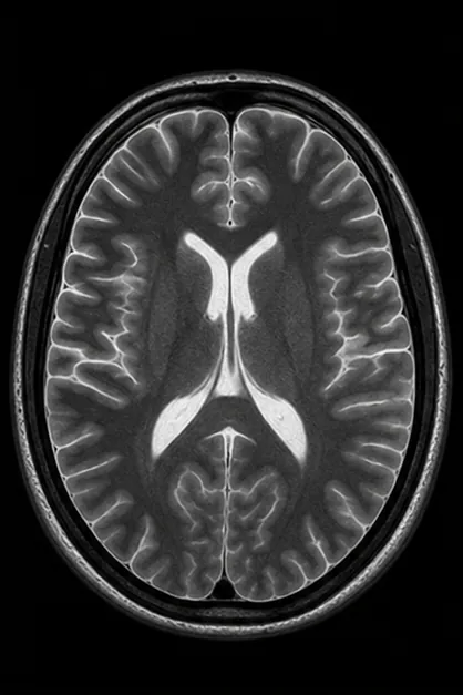 Axial brain MRI image forming from detected resonance signal